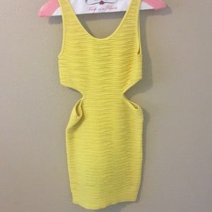 Bebe cutout yellow bodycon dress. Work once!